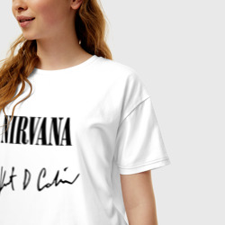Женская футболка хлопок Oversize Nirvana автограф Курта Кобейна - фото 2