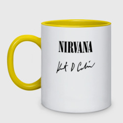 Кружка двухцветная Nirvana автограф Курта Кобейна