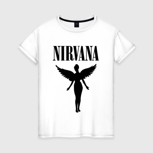 Женская футболка из хлопка с принтом Nirvana, вид спереди №1