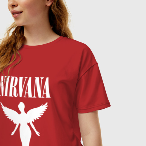 Женская футболка хлопок Oversize Nirvana, цвет красный - фото 3