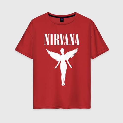 Женская футболка хлопок Oversize Nirvana, цвет красный