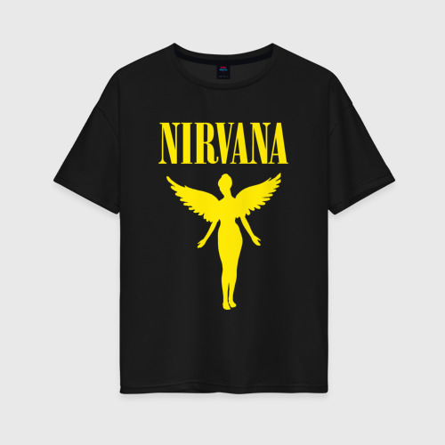 Женская футболка хлопок Oversize Nirvana, цвет черный