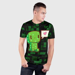 Мужская футболка 3D Slim Minecraft Creeper - фото 2