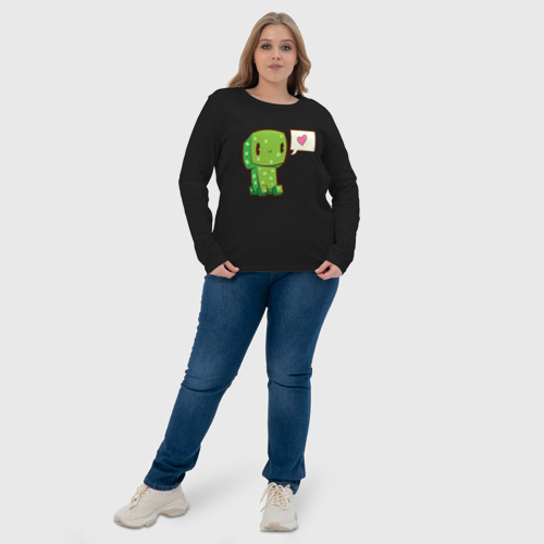 Женский лонгслив хлопок с принтом Minecraft Creeper, фото #4