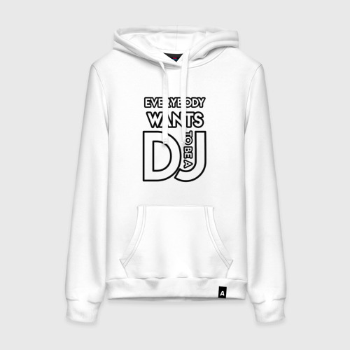 Женская толстовка хлопок Everybody Wants to be a Dj, цвет белый