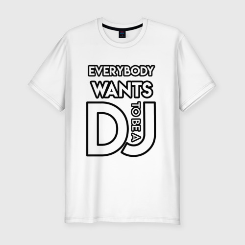 Мужская футболка хлопок Slim Everybody Wants to be a Dj, цвет белый