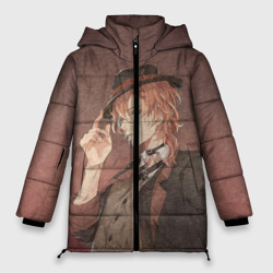 Женская зимняя куртка Oversize Чуя Накахар на состаренном фоне