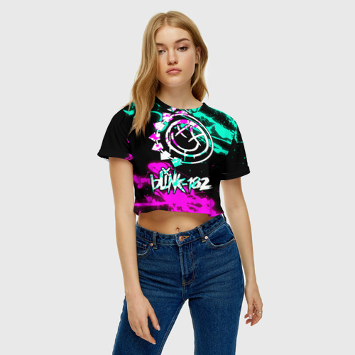 Женская футболка Crop-top 3D Blink-182 6, цвет 3D печать - фото 3