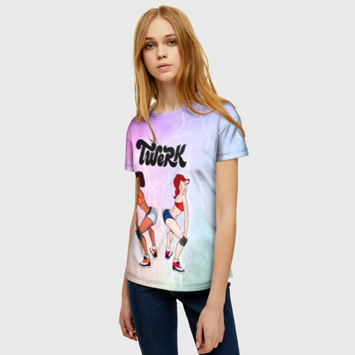 Женская футболка 3D Тверк черненькой и беленькой девушек - фото 3