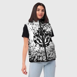 Женский жилет утепленный 3D Черное лого оверлорд мазки - фото 2