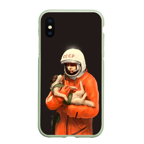 Чехол для iPhone XS Max матовый День космонавтики, цвет салатовый