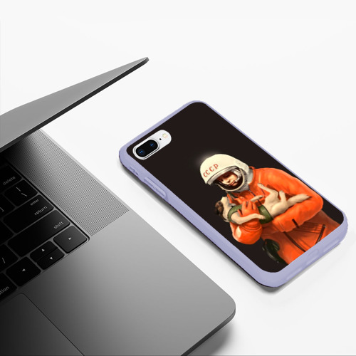 Чехол для iPhone 7Plus/8 Plus матовый День космонавтики, цвет светло-сиреневый - фото 5