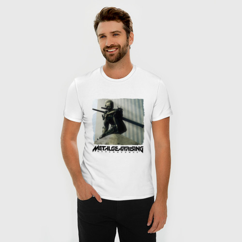 Мужская футболка хлопок Slim Metal gear Rising, цвет белый - фото 3