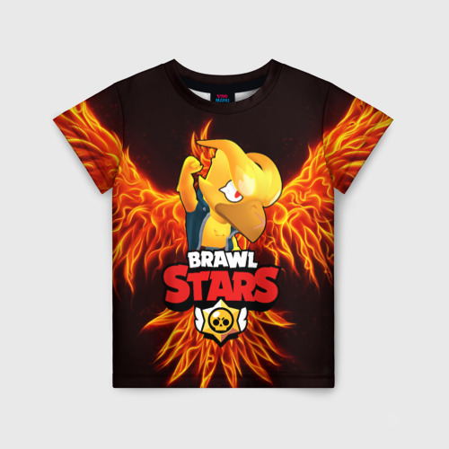 Детская футболка с принтом BRAWL STARS CROW | ВОРОН, вид спереди №1