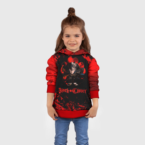 Детская толстовка 3D Черный Клевер - Черный Бык, цвет красный - фото 4