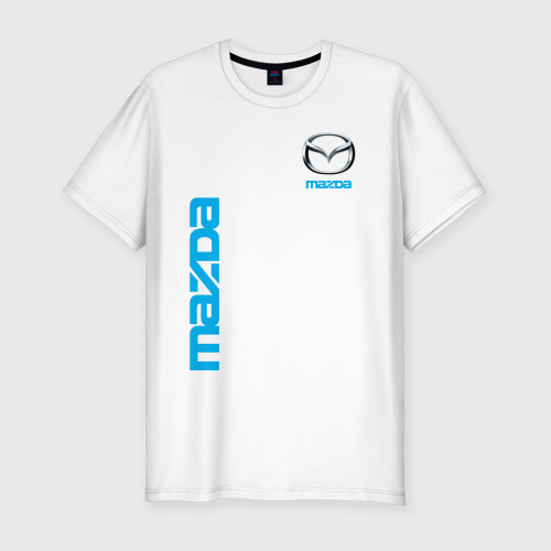Мужская приталенная футболка из хлопка с принтом Mazda, вид спереди №1