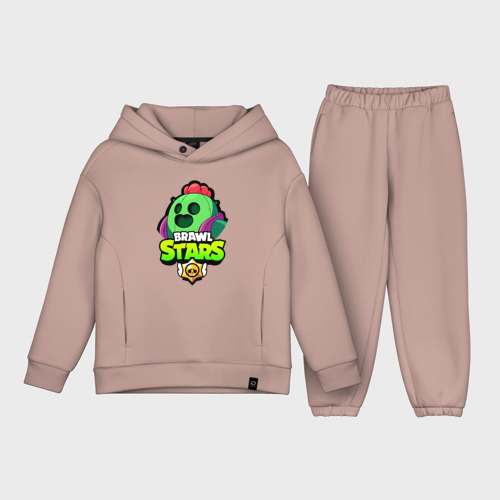 Детский костюм хлопок Oversize Brawl Stars Spike, цвет пыльно-розовый