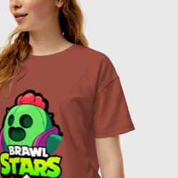 Женская футболка хлопок Oversize Brawl Stars Spike - фото 2