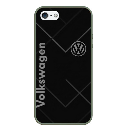 Чехол для iPhone 5/5S матовый Volkswagen, цвет темно-зеленый