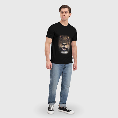 Мужская футболка 3D Взгляд львицы, цвет 3D печать - фото 5