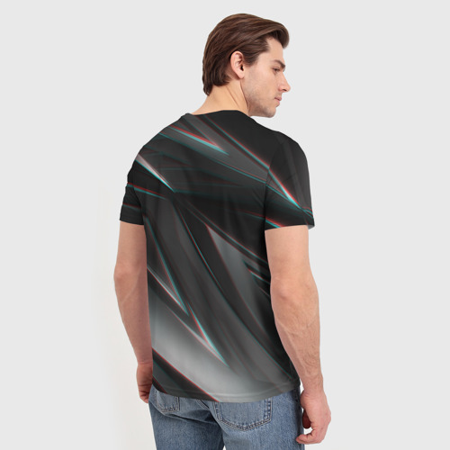 Мужская футболка 3D Geometry stripes glitch, цвет 3D печать - фото 4