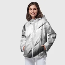 Женская ветровка 3D Geometry stripes white - фото 2