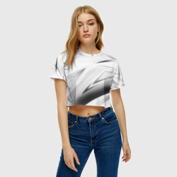 Женская футболка Crop-top 3D Geometry stripes white - фото 2