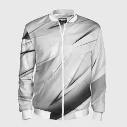 Мужской бомбер 3D Geometry stripes white