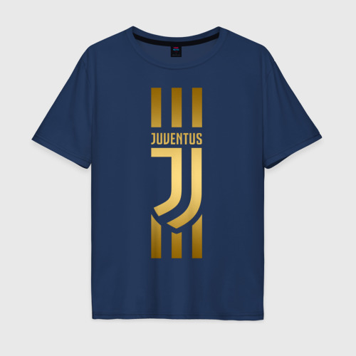 Мужская футболка хлопок Oversize Juventus Ювентус, цвет темно-синий