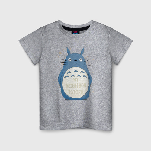 Детская футболка хлопок My Neighbor Totoro синий заяц, цвет меланж