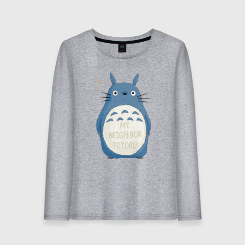 Женский лонгслив хлопок My Neighbor Totoro синий заяц, цвет меланж