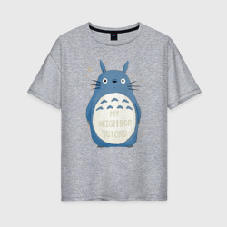 Женская футболка хлопок Oversize My Neighbor Totoro синий заяц