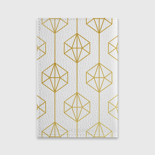 Обложка для паспорта матовая кожа Геометрический орнамент золото - фото 2
