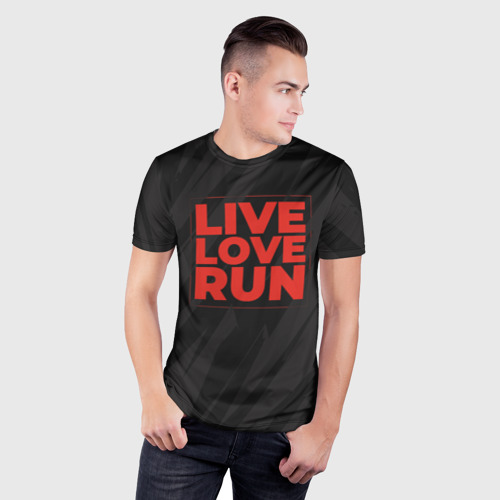 Мужская футболка 3D Slim Live Love Run, цвет 3D печать - фото 3