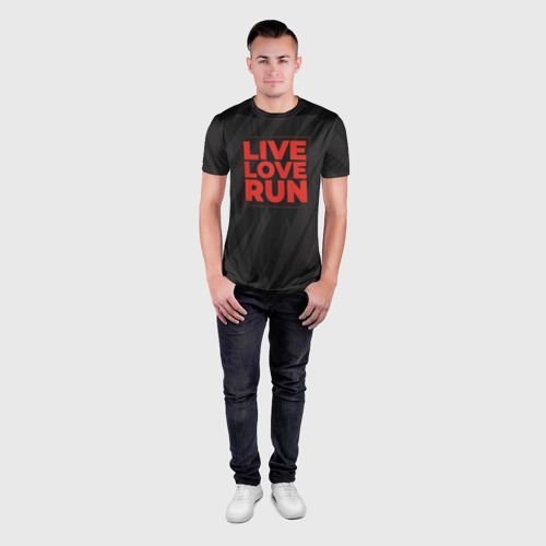 Мужская футболка 3D Slim Live Love Run, цвет 3D печать - фото 4