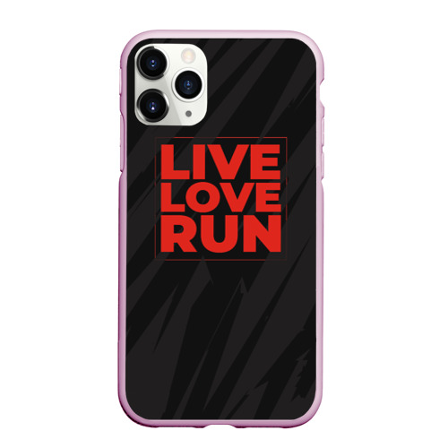 Чехол для iPhone 11 Pro Max матовый Live Love Run, цвет розовый