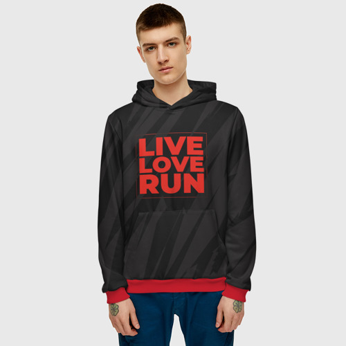 Мужская толстовка 3D Live Love Run, цвет красный - фото 3