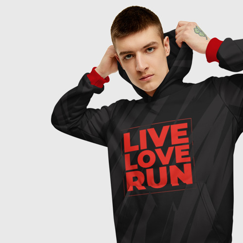 Мужская толстовка 3D Live Love Run, цвет красный - фото 5