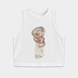 Женская укороченная майка-топ хлопок Хаку и Тихиро