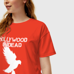 Женская футболка хлопок Oversize Hollywood Undead (двусторонняя) - фото 2