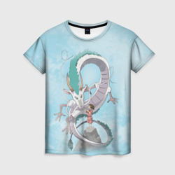 Женская футболка 3D Тихиро на горе с драконом