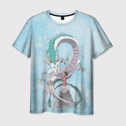 Мужская футболка 3D Тихиро на горе с драконом
