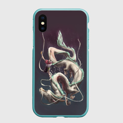 Чехол для iPhone XS Max матовый Полеты Тихиро с драконом