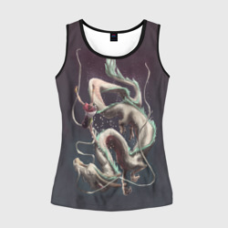 Женская майка 3D Полеты Тихиро с драконом