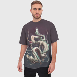 Мужская футболка oversize 3D Полеты Тихиро с драконом - фото 2