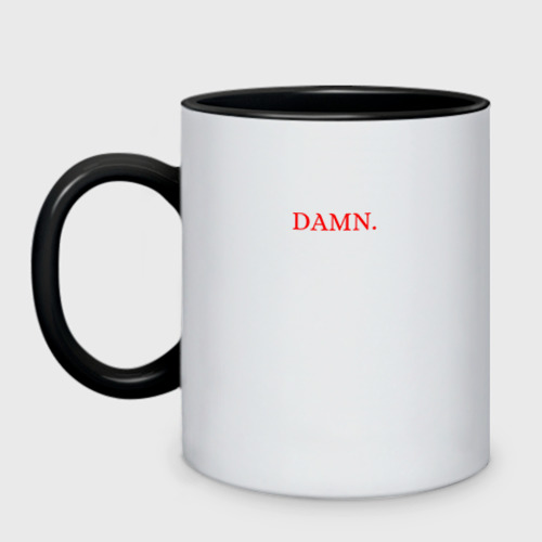 Кружка двухцветная Damn merch, цвет белый + черный