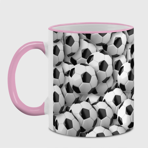 Кружка с полной запечаткой Футбольные мячи много, цвет Кант розовый - фото 2