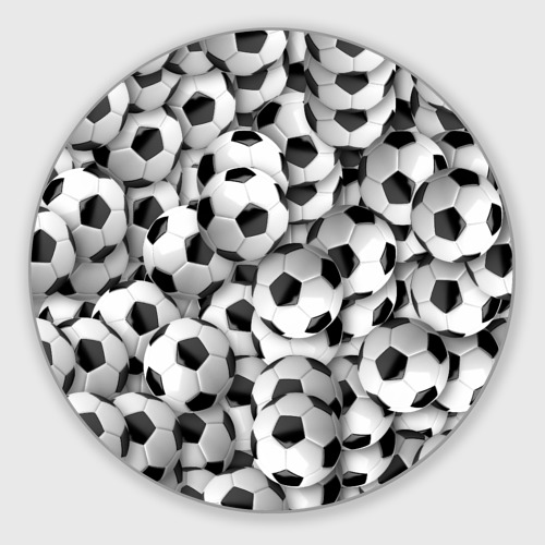Круглый коврик для мышки Футбольные мячи много