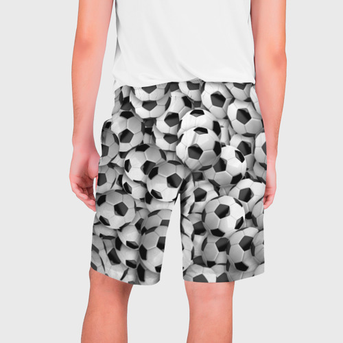 Мужские шорты 3D с принтом Футбольные мячи много, вид сзади #1