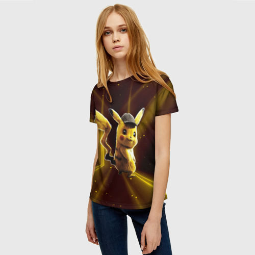 Женская футболка 3D с принтом Пушистик Пикачу, фото на моделе #1